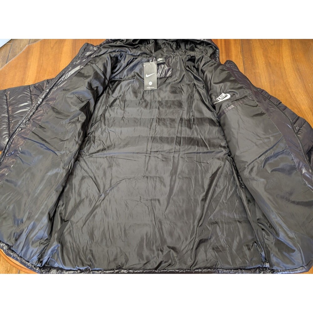 NEW Nike Quilted Puffer Jacket Men’s 3XL Black Hooded Full Zip 3X - Picture 11 of 16